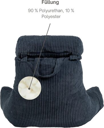 Подушка для читання Bananair для ліжка та дивану з корду. Знімна, пральна накидка. М'яка та комфортна, з підтримкою спини та підлокітниками. Ергономічна сидіння (Крем-білий).