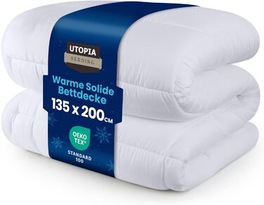 Ковдра Utopia Bedding 135x200 см, всесезонна, 370 GSM, дихаюча, стеганий наповнювач, супер м'яка (біла)