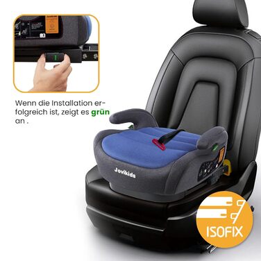 Дитяче сидіння-бустер Jovikids дитяче ISOFIX, бустер ECE R129 група 2/3 (приблизно 15-36 кг), потовщений тканинний чохол і адаптер Isofix, легко миється (синій)