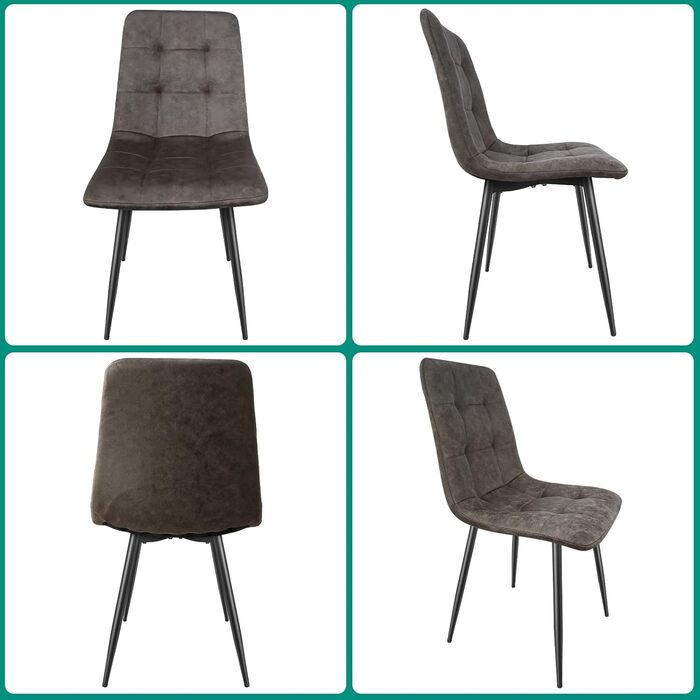 Набір обідніх стільців Techno, коричневі, з металевими ніжками, для кухні, вітальні, зони очікування (6 шт.)