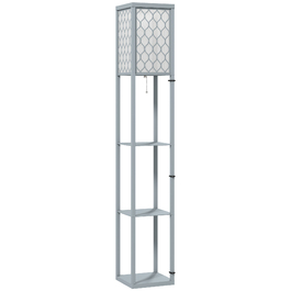 Стійка-лампа з полицями, 3 відділення, компактні розміри, МДФ, світло-сіра