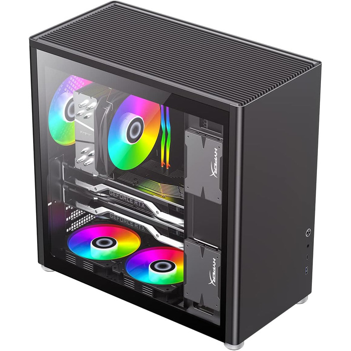 Ігровий корпус GameMax Spark Pro Cube ATX з двома загартованими скляними панелями, USB 3.0, Type-C, чорний