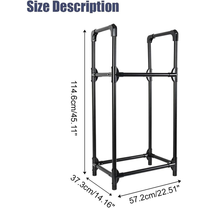 Стійка для шин BAOYOUNI на 4 шини/диски, 2 яруси, чорна. Міцна, економна, для гаража, підвалу, майстерні. 57,2 x 37,3 x 114,6 см