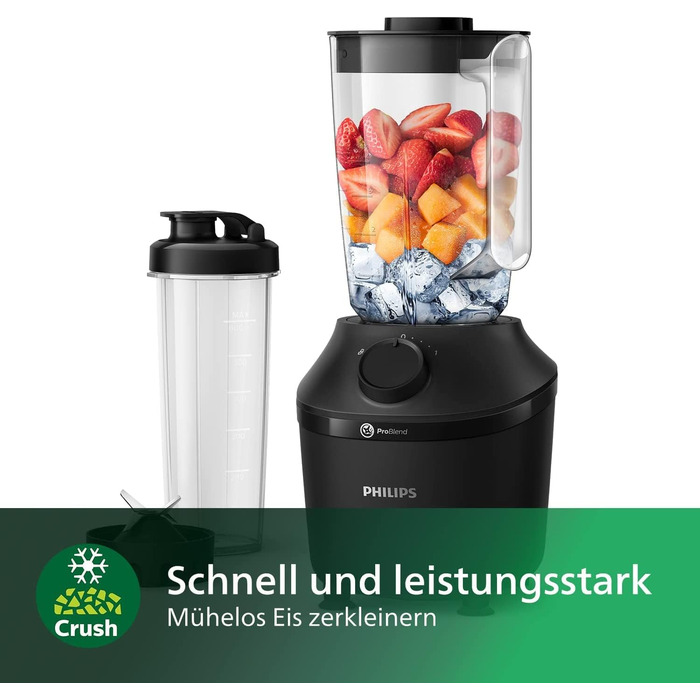 Блендер Philips HR2041/41 450 Вт, ProBlend, 1,9 л, пластикова чаша, з пляшкою, чорний