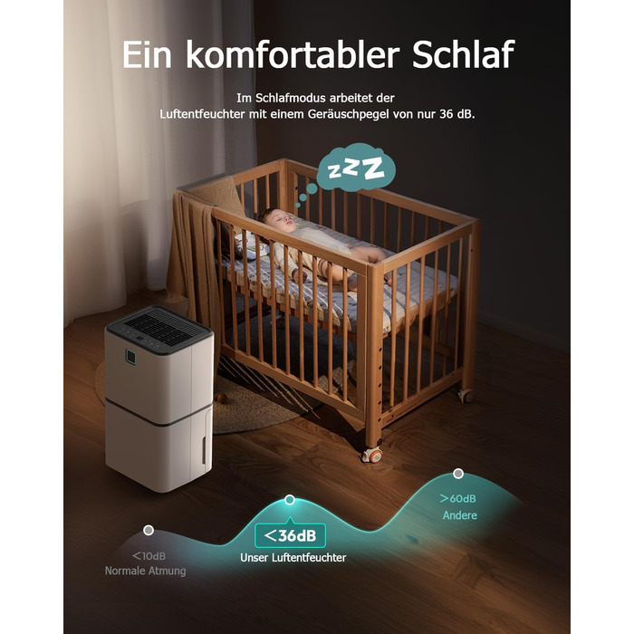 Електричний осушувач повітря 12л/24г з сенсорним керуванням, 3-кольоровим дисплеєм та таймером, для дому та швидкого сушіння білизни, ванної кімнати, підвалу, білий