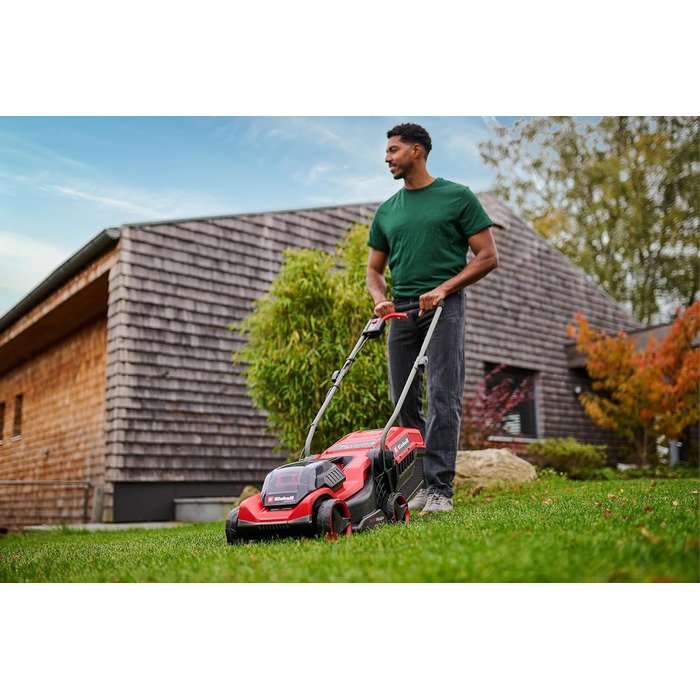Акумуляторний газонокосарка Einhell City GE-CM 18/30 Li Kit Power X-Change (18 В, ширина косіння 30 см, до 150 м², Brushless, кошик 25 л, висота косіння 30-70 мм, з акумулятором 3.0 Ah + зарядним пристроєм)