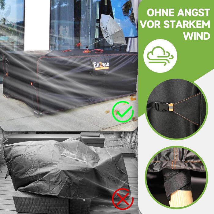 Чохол для садовой мебели Enzeno 200x160x74 см, водонепроникний, з оксфордської тканини, захисний чохол для садовой lounge мебели, зимовий захист, для садового столу