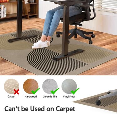 Килимок під офісний стілець 90x120 см, антиковзаючий, для дому, офісу, геймінгу та йоги, бежевий
