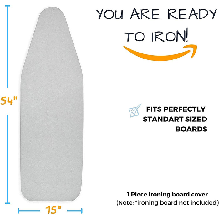 Покриття для прасувальної дошки SAVUK та подушка для прасування, стандартного розміру, силіконове покриття, 4 шари, 38.1 x 137.2 см, надміцне, товсте ущільнення, стійке до плям, еластичний край (Срібний)