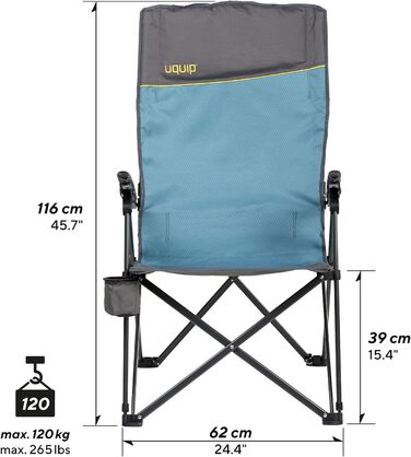 Крісло для кемпінгу Uquip Becky Beach Chair Складаний стілець Розкладний стілець Регульований 120 кг (бірюзовий, комплект зі складним табуретом Fancy)