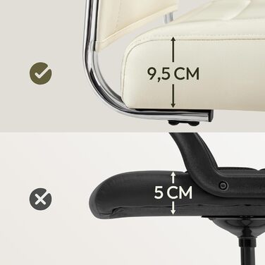 Офісний крісло Yaheetech з ергономічною спинкою та підлокітниками, для офісу та дому, до 136 кг, білий (бежевий)