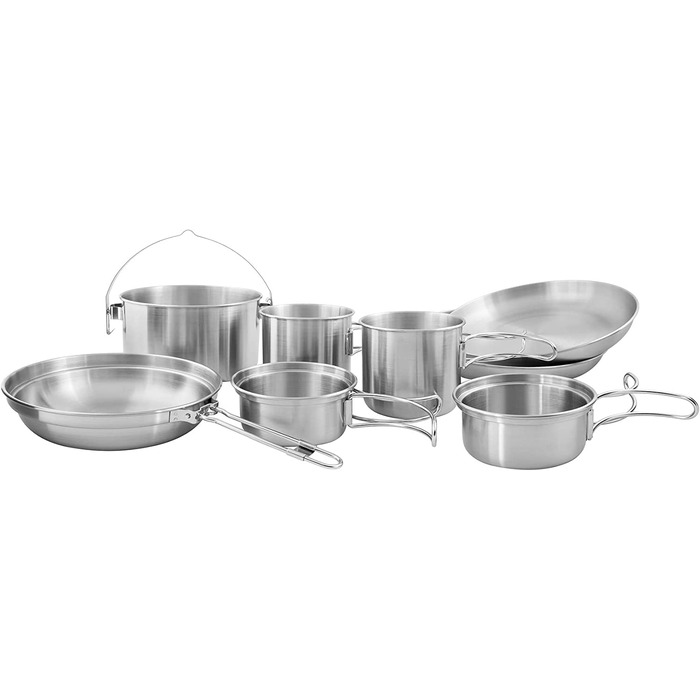 Набір сталевого посуду для кемпінгу на 2 персони Tatonka з 8 предметів