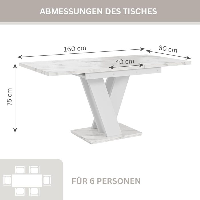 Розсувний кухонний стіл PROROOM FURNITURE Malvi – чорний, 120-160 см, для 4-6 осіб | Легка збірка | Для кухні та їдальні