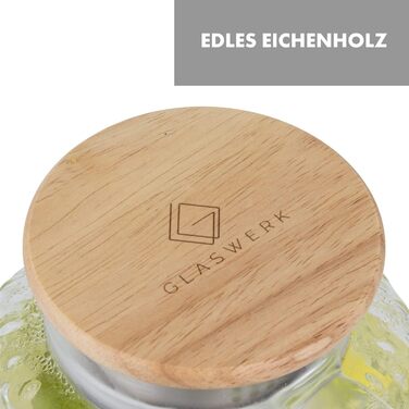 Скляна карафа з кришкою та фільтром 2 л - карафа для води з Borosilikat скла, Gluggle Jug