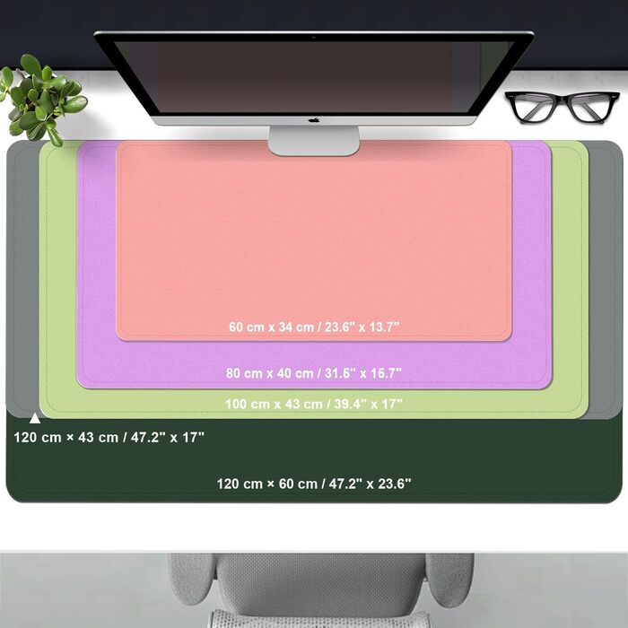 Двостороння шкіряна підкладка на стіл 120x60 см, водонепроникний захисний килимок для робочого столу з замшею (Чорний)