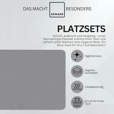 Набір підставок та серветок SÄNGER з екошкіри, 12 шт. (44,5*30 см), вологостійкі, протиковзні, для 6 осіб, антрацит/коричневий