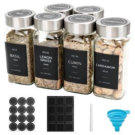 Набір контейнерів для спецій на 12 штук, 120 мл, скляні контейнери для спецій з кришками з нержавіючої сталі, набір скляних банок для спецій з воронкою, етикетками, для організації спецій, шафи, ящика