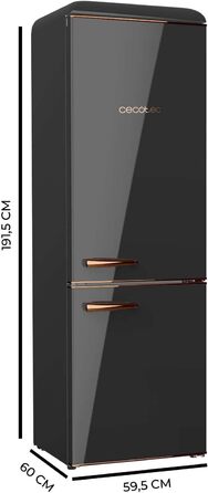 Міні-холодильник Cecotec Bolero CoolMarket TT Origin 45: 300л, LED, відкривачка, чорний, вінтажний стиль