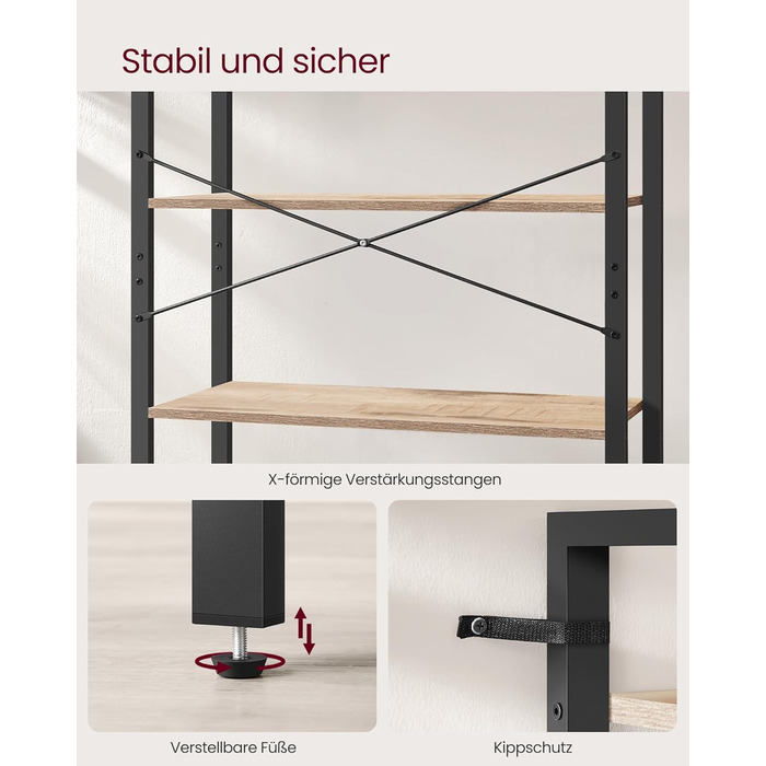 Стелаж VASAGLE з 6 полицями, сталевий каркас, для вітальні, спальні, кабінету, 30 x 80 x 186 см, індустріальний дизайн, вінтажний колір (коричневий + чорний)