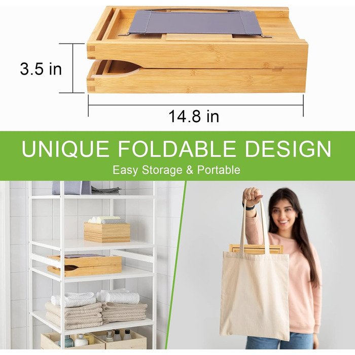 Підставка для ванни Artmalle, складаний бамбуковий столик для ванни з тримачем для книги та келиха, безкоштовна мильниця, підходить для розкішного спа або читання, натуральний бамбук