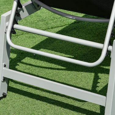 Шезлонг для відпочинку, садовий шезлонг, регульована спинка (5 положень), алюмінієвий каркас, чорний колір, розміри 202 x 65 x 43 см