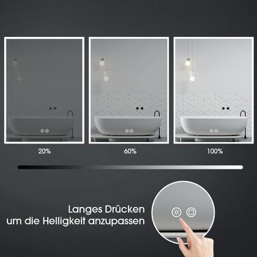 LED дзеркало для ванної кімнати Byecold з підсвічуванням, антизапітнінням, Wi-Fi годинником, датчиком та сенсорним вимикачем, 60x80 см