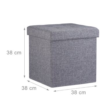 Relaxdays Складний табурет з місцем для зберігання, льон