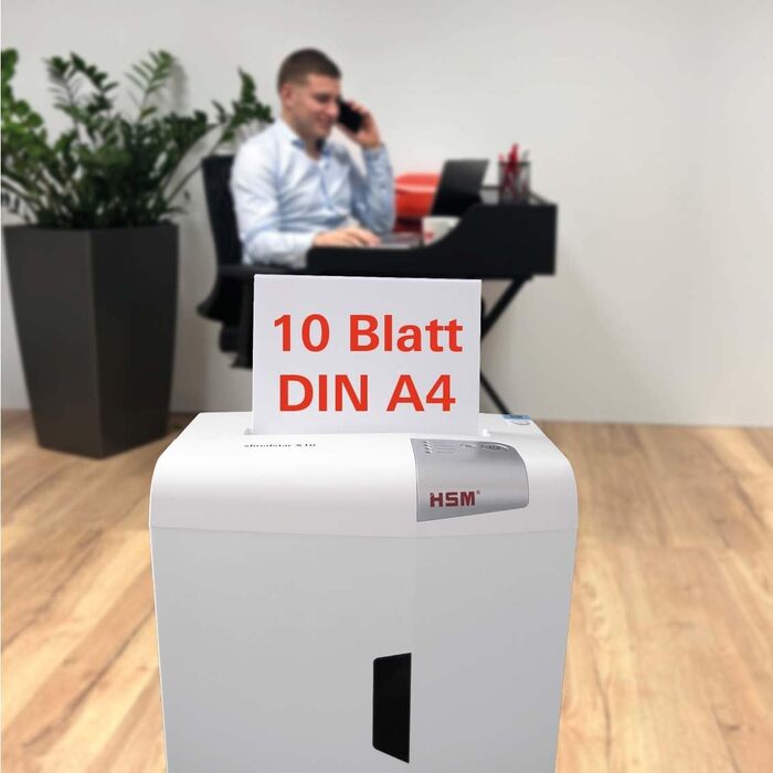 Шредер HSM Shredstar X10: безпечне знищення документів, P-4, 10 аркушів, 4.5x30 мм, для дому та офісу