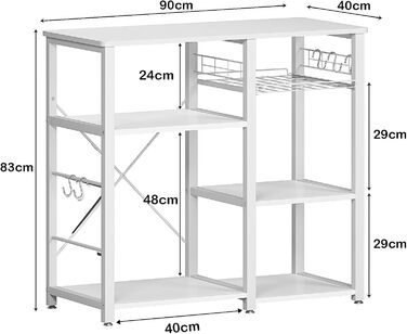 Стелаж для кухні Soges: місткий, чорний, з 3 полицями для мікрохвильової печі та кухонного приладдя