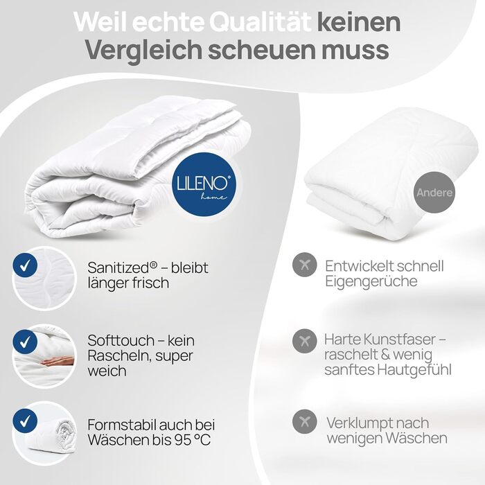 Тепла зимова ковдра LILENO HOME 155x220 см [2 шт. в упаковці] - для комфортного сну. Можна прати при 95°C. Підходить для алергіків.