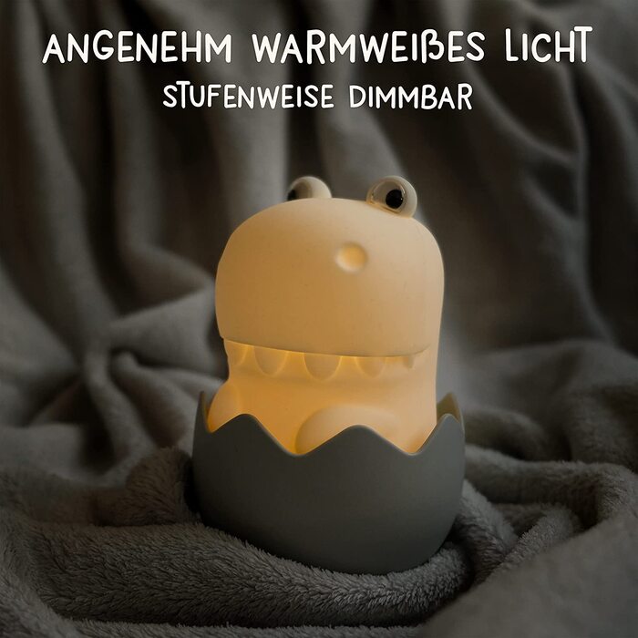 Дитячий LED нічник MegaLight Diggy Dino: RGB-підсвітка, регулювання яскравості, сенсорне керування та звукові ефекти, USB-зарядка