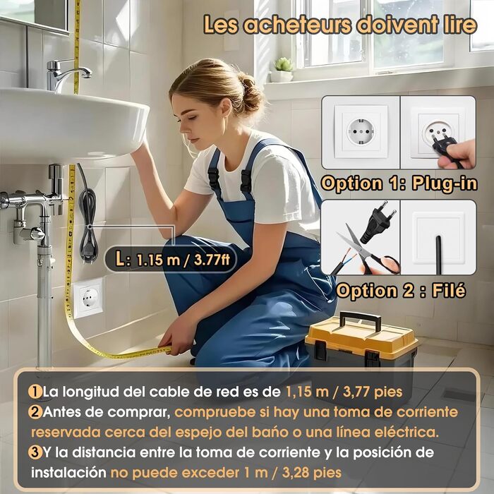 Дзеркало для ванної кімнати MYGIIVOVO круглої форми з підсвічуванням, LED, сенсорне управління, 59x59 см