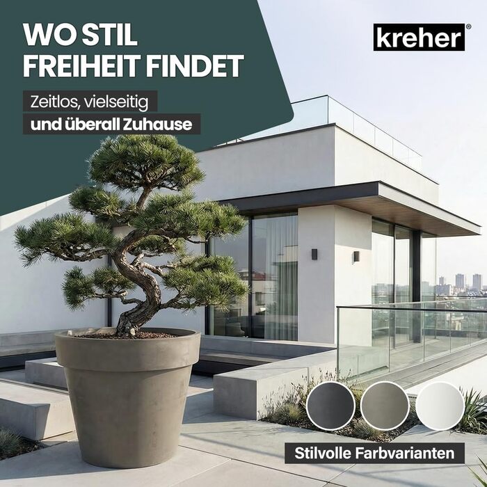 Крехер XXL круглий горщик для рослин / горщик для квітів, діаметром 79 см / 58 см, з роликами! Чудовий елемент декору для саду, тераси, ресторанів та комерційних приміщень! (XL-Ø58см) (XL (Ø58см) + XXL (Ø79см) комплект, Коричневий)