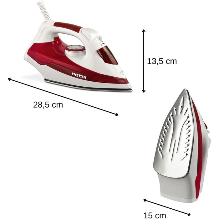 Парова праска, праска з дротом, темно-червона, пластик, нержавіюча сталь, 28,5 x 13,5 x 15 см, 1915150