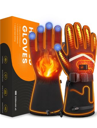 Гріючі рукавички для чоловіків та жінок, акумуляторні, 3200mAh, з підтримкою сенсорного екрану, водонепроникні та вітронепроникні, для катання на лижах, зимових пригод та роботи на відкритому повітрі, розмір XL
