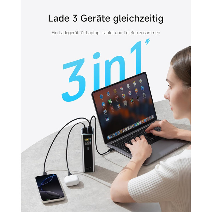 Power Bank CUKTECH 15 Ultra 20000mAh 165W з 3 портами, PD 3.1, цифровим дисплеєм. Сумісний з iPhone, MacBook, Samsung