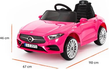 Дитячий електромобіль Mercedes CLS 350 AMG рожевий, ліцензія, 12V, шкіряні сидіння, пульт, MP3