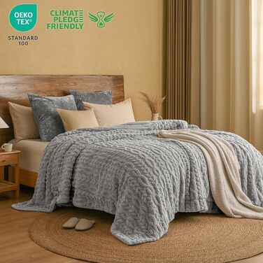 Плед Sherpa Fleecedecke з флісу, теплий та м'який, сертифікат Oeko-Tex®, 229x229 см (Сірий)