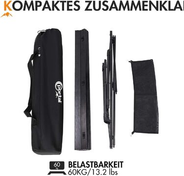 Складаний кемпінговий стіл Portal з регулюванням висоти, алюмінієвий, 120x70 см, чорний