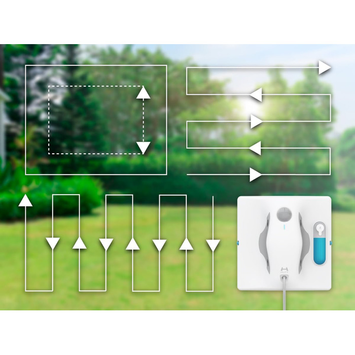 Робот для миття вікон Hutt W8 з пультом дистанційного керування | 2-фазне розпилення, 3800Pa всмоктування | 80 мл бак, розпізнавання країв | Для скла, плитки, дзеркал (4 серветки для миття, страхувальний трос в комплекті)