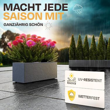 Плантатор Ondis24 Vulkan, 57л, прямокутний, з водосховищем, для балкона/тераси, антрацит