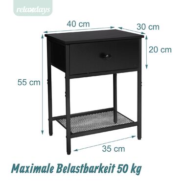 Набір приліжкових тумбочок Relaxdays (2 шт.) з ящиком та полицею