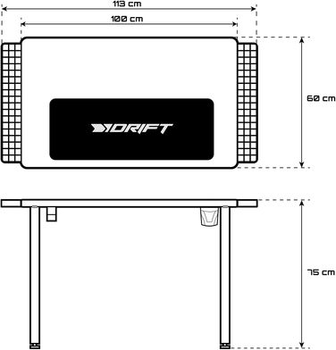 Ігровий стіл DRIFT GAMING DRDZ75 з карбоновою поверхнею, великим килимком, підставкою для чашок та навушників, регульованими ніжками, чорний