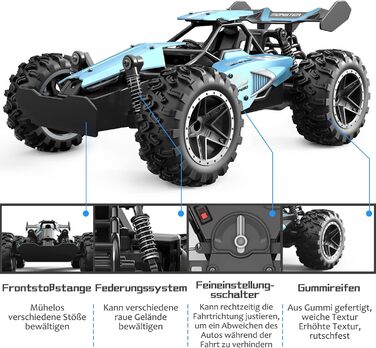 RC Автомобіль Monster Truck 1:18 2.4GHz, позашляховик, швидкість 20+ км/год, водонепроникний, синій
