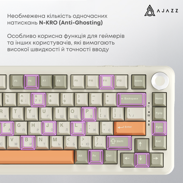 Бездротова механічна клавіатура Ajazz AK820 MAX Flying Fish Switch Retro Colour - 8000 mAh (AK820MAX