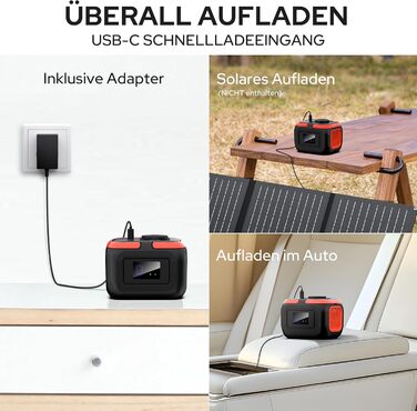 Портативна електростанція SinKeu 97Wh, 26400mAh з AC 230V, DC 12V та USB, для телефону, ноутбука, кемпінгу, подорожей, надзвичайних ситуацій (без сонячної панелі) DE-G120