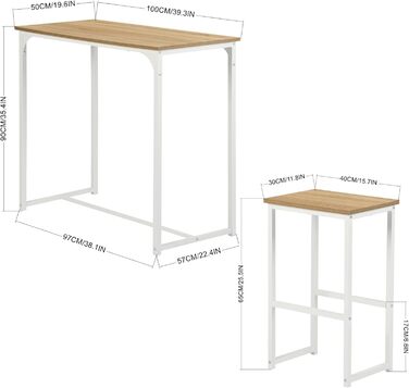 Набір кухонних меблів: стіл та 4 табурети з дуба для кухні та бару