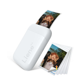 Liene Pearl K100 Міні-фотопринтер для смартфонів, білий. Підтримка Bluetooth 5.0, сумісний з iOS та Android, 5 листів фотопаперу.