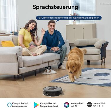 Робот-пилосос Proscenic Q8 з функцією миття, 5000Pa, 200 хвилин роботи, потужний, з лазерною навігацією та 5 картами, керування через додаток, сумісний з Alexa, Siri, IFTTT, Google, для твердих підлог та килимів, видалення шерсті тварин