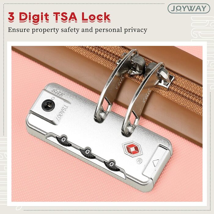 Набір валіз Joyway ABS 5шт з TSA-замком (рожевий) - розширюваний, з культурою та сумкою для подорожей